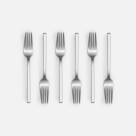 Desszert villa szett Cara, 6 db - Rozsdamentes acél villák, matt