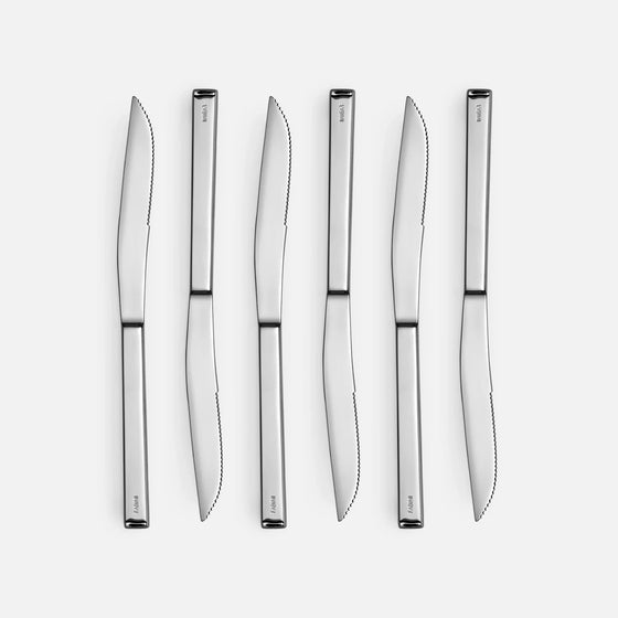 Steak kés szett Cara, 6 db - Rozsdamentes acél kések, fényes