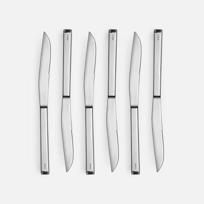 Steak kés szett Cara, 6 db - Rozsdamentes acél kések, fényes