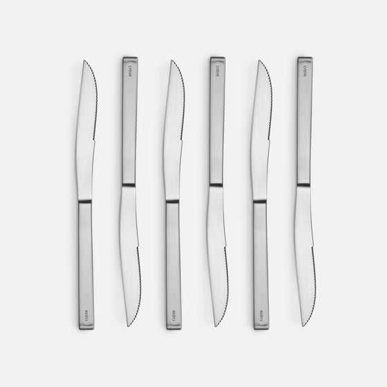 Steak kés szett Cara, 6 db - Rozsdamentes acél kések, matt