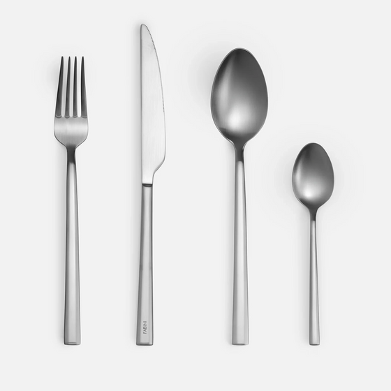 Evőeszköz készlet Mia, 24 db - Szálcsiszolt felületű rozsdamentes acél evőeszközök