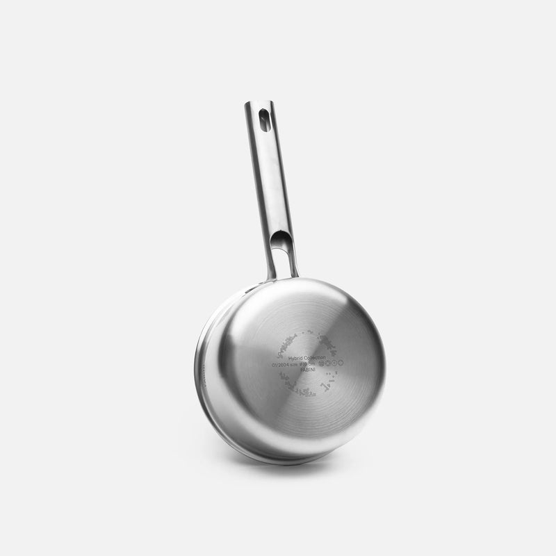 Nyeles lábas Hibrid Standard, ø 16 cm (1,2 l) - Szegecs nélküli, többrétegű rozsdamentes acél nyeles lábas kerámia bevonattal, fedővel