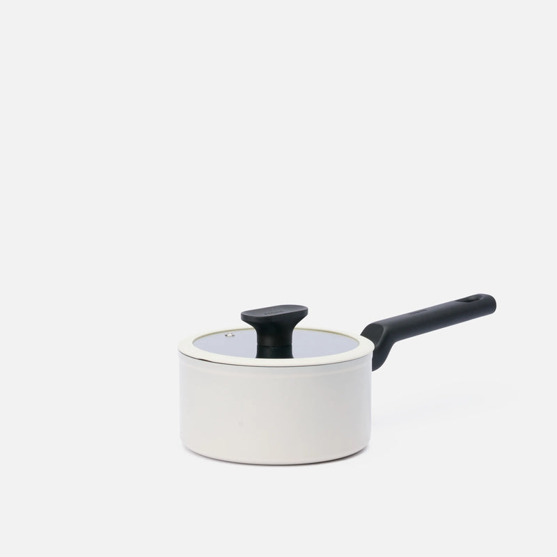 Nyeles lábas Meda 5.0 Economy, ø 16 cm (1,2 l) - Tapadásmentes kerámia bevonatú nyeles lábas fedővel, krémszínű