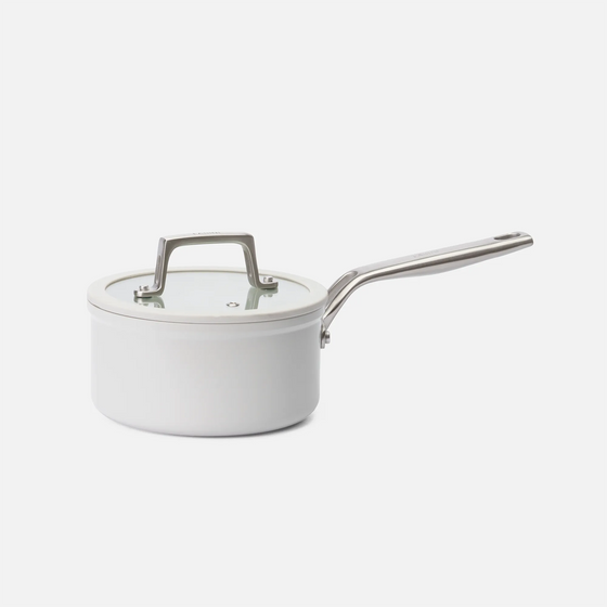 Nyeles lábas Meda 5.0 Pro, ø 16 cm (1,2 l) - Tapadásmentes nyeles lábas kerámia bevonattal fedővel, világosszürke