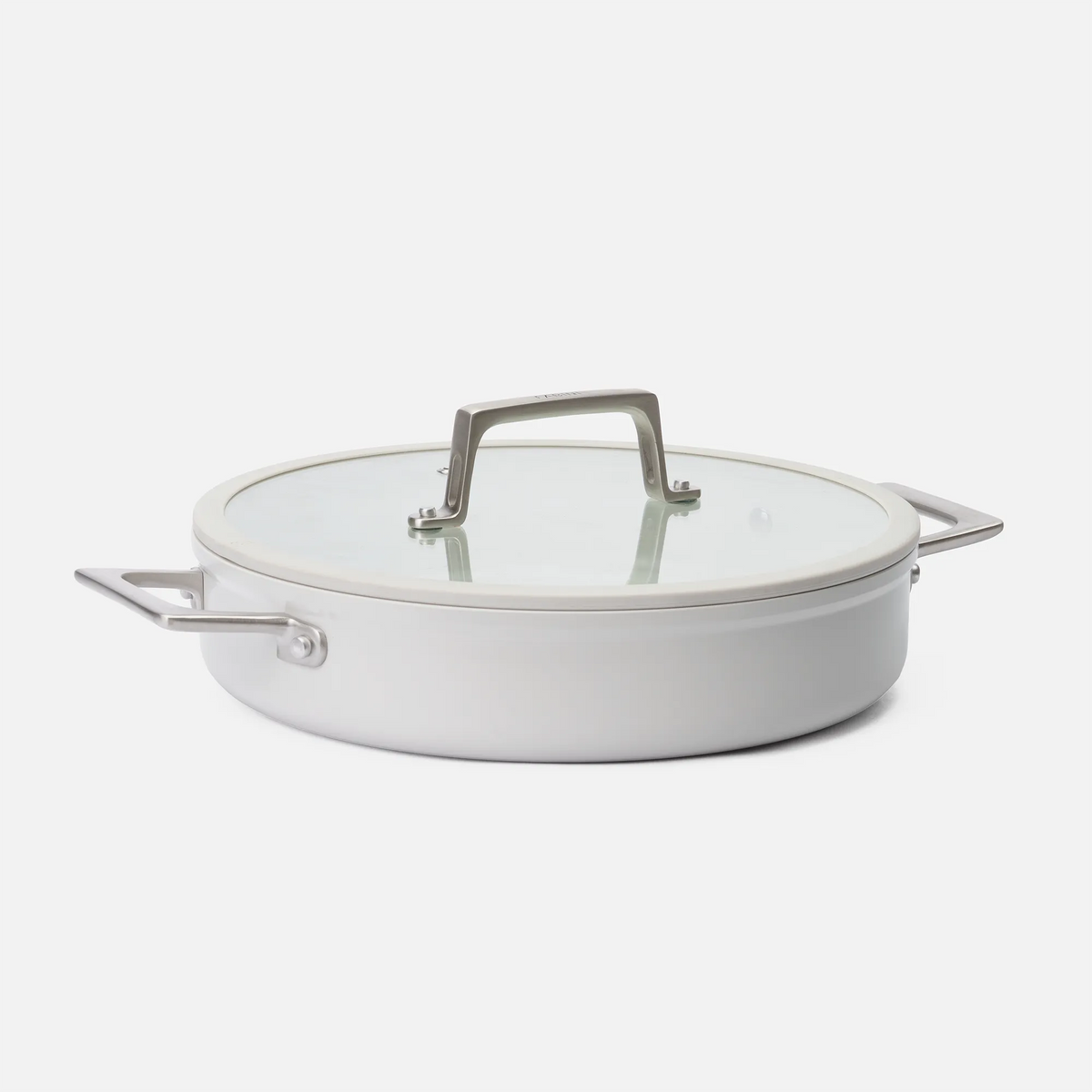 Tálaló tegame serpenyő Meda 5.0 Pro, ø 28 cm - Tapadásmentes serpenyő kerámia bevonattal fedővel, világosszürke