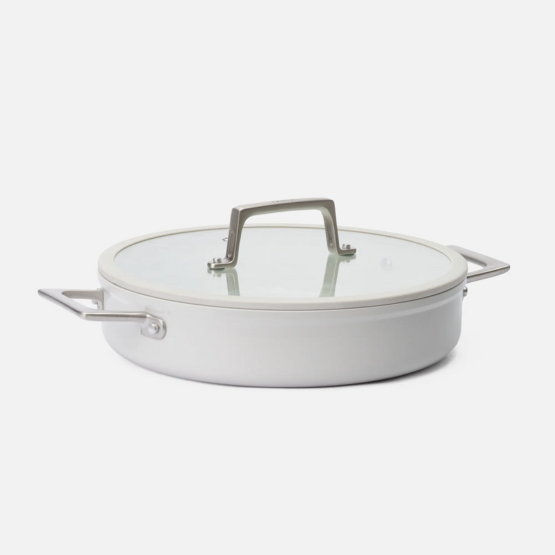Tálaló tegame serpenyő Meda 5.0 Pro, ø 28 cm - Tapadásmentes serpenyő kerámia bevonattal fedővel, világosszürke