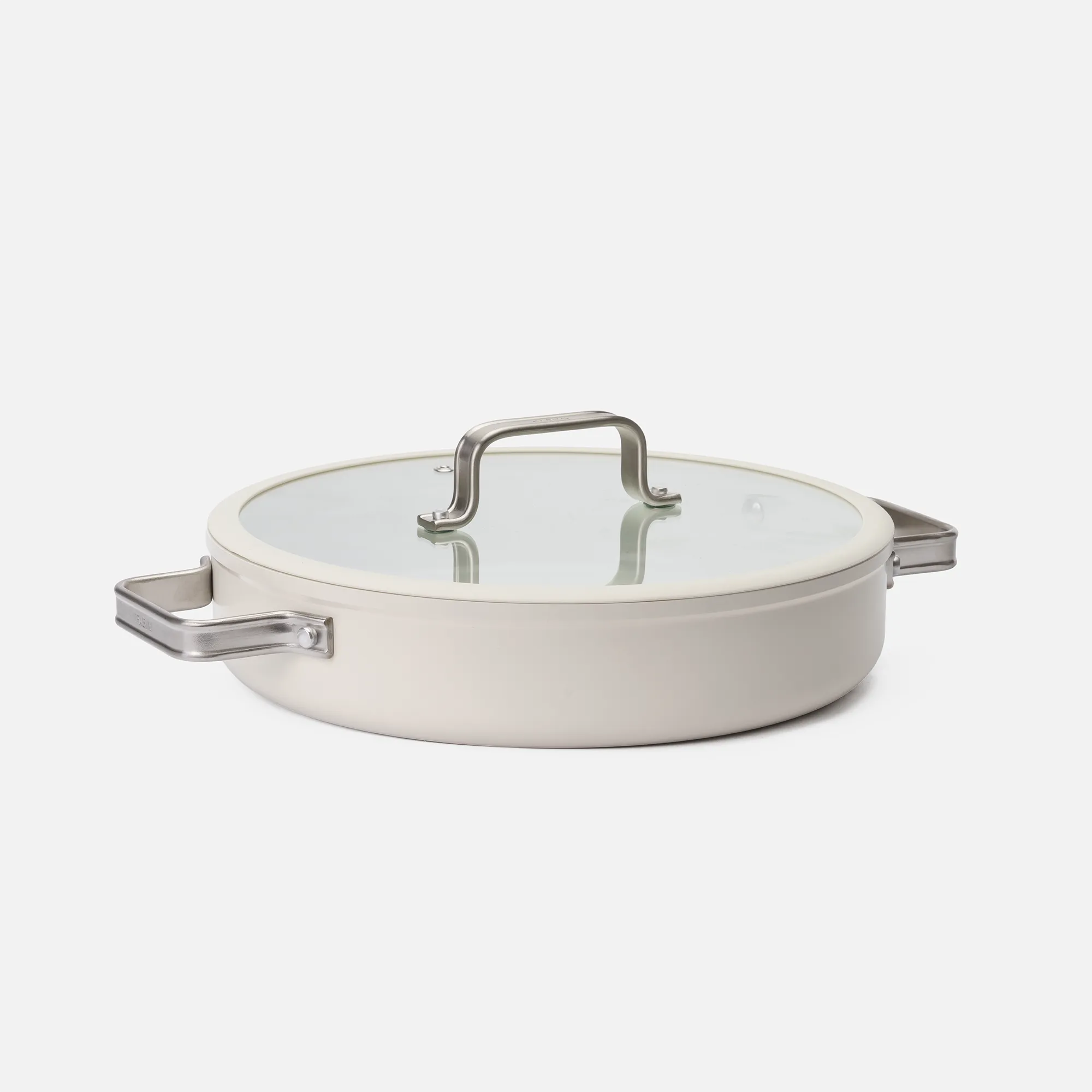 Tálaló tegame serpenyő Meda 5.0 Standard, ø 28 cm - Tapadásmentes kerámia bevonatú mély serpenyő fedővel, krémszínű