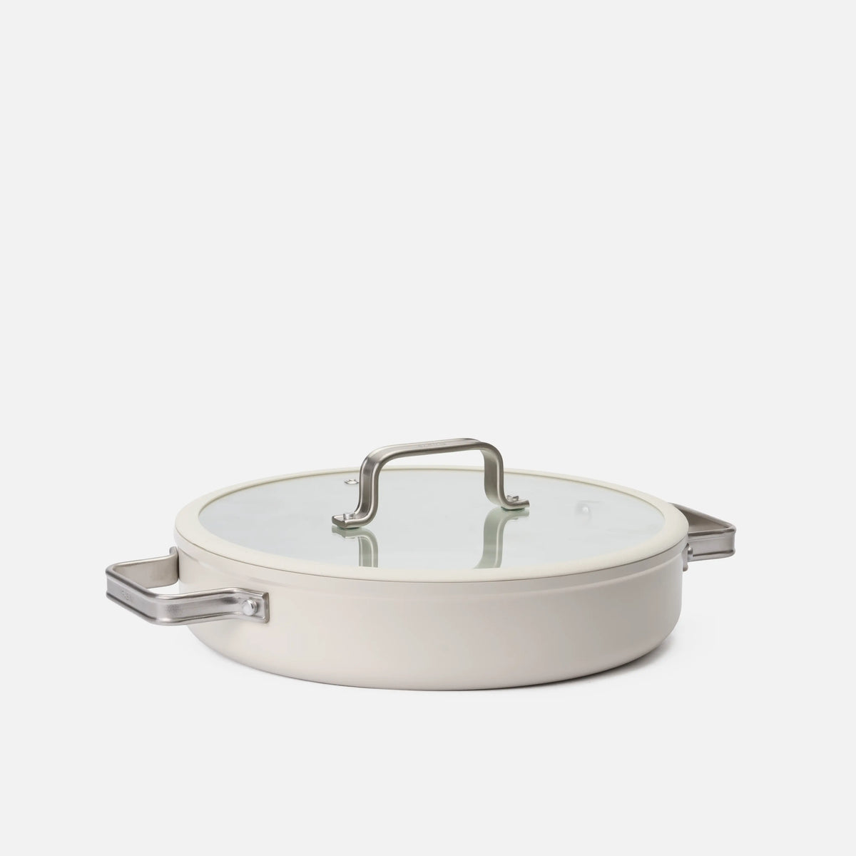 Tálaló tegame serpenyő Meda 5.0 Standard, ø 28 cm - Tapadásmentes kerámia bevonatú mély serpenyő fedővel, krémszínű