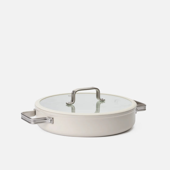 Tálaló tegame serpenyő Meda 5.0 Standard, ø 28 cm - Tapadásmentes kerámia bevonatú mély serpenyő fedővel, krémszínű