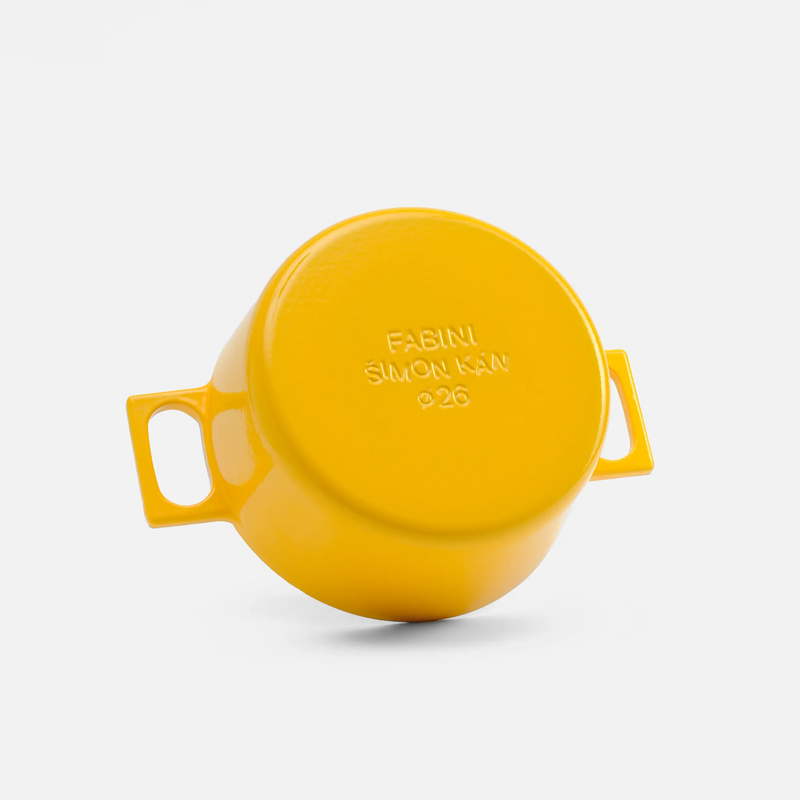 Lábas FABINI & Šimon Kán, ø 26 cm (5,5 l) - Zománcozott öntöttvas lábas fedővel, sárga