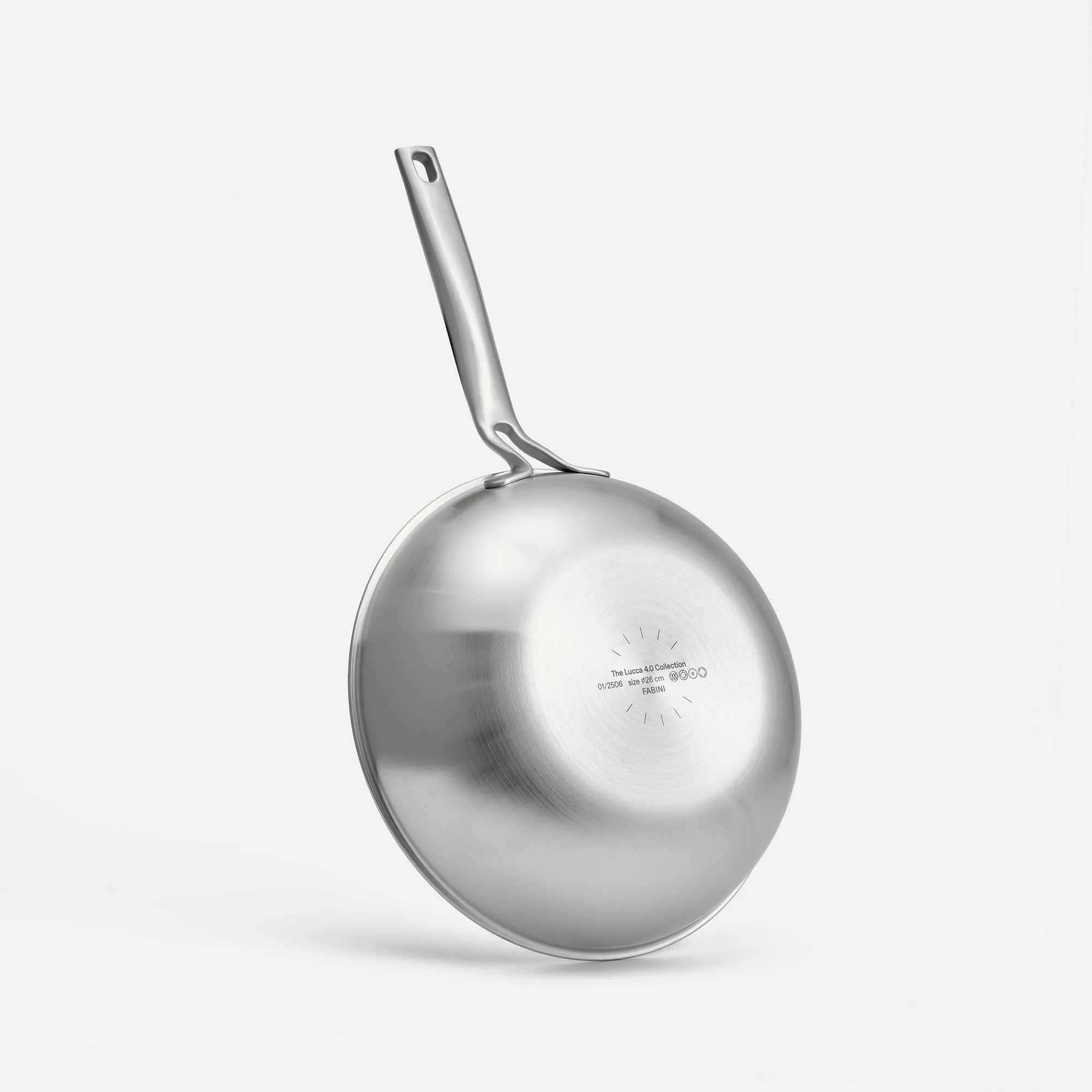 Wok serpenyő Lucca 4.0 Pro, ø 26 cm - Szegecs nélküli, többrétegű rozsdamentes acél wok serpenyő fedővel