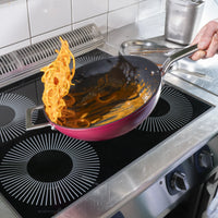 Wok serpenyő Meda 4.0, ø 28 cm - Tapadásmentes serpenyő kerámia bevonattal fedővel, bordó