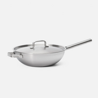 Wok serpenyő Lucca 4.0 Standard, ø 30 cm - Szegecs nélküli, többrétegű rozsdamentes acél serpenyő, fedővel