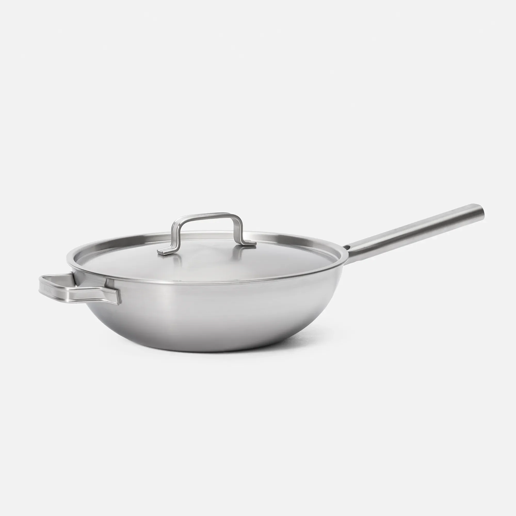 Wok serpenyő Lucca 4.0 Standard, ø 30 cm - Szegecs nélküli, többrétegű rozsdamentes acél serpenyő, fedővel