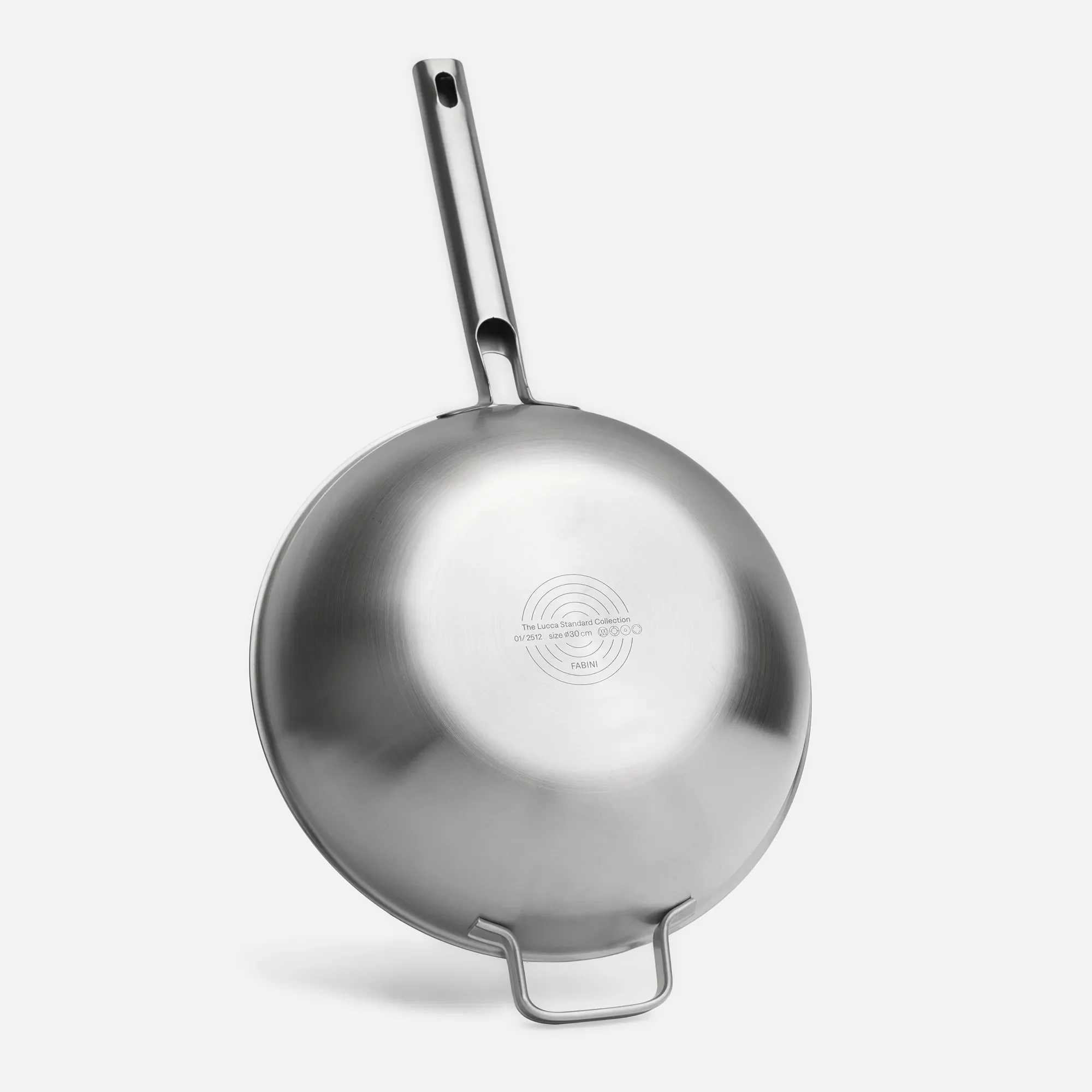 Wok serpenyő Lucca 4.0 Standard, ø 30 cm - Szegecs nélküli, többrétegű rozsdamentes acél serpenyő, fedővel
