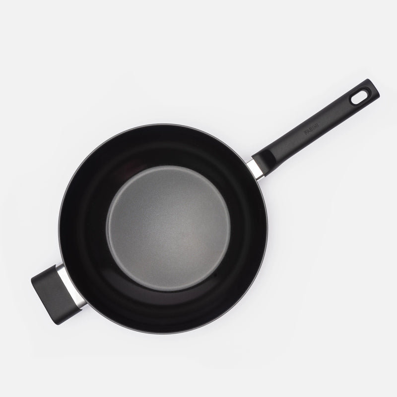 Wok serpenyő Meda 5.0 Economy, ø 28 cm - Tapadásmentes kerámia bevonatú serpenyő fedővel, fekete