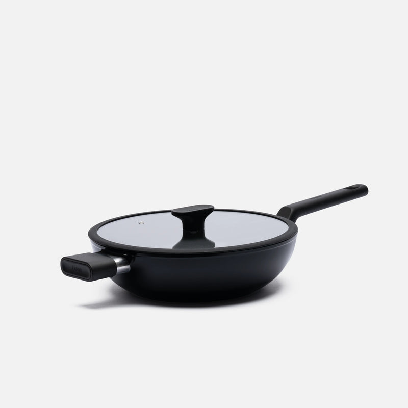 Wok serpenyő Meda 5.0 Economy, ø 28 cm - Tapadásmentes kerámia bevonatú serpenyő fedővel, fekete