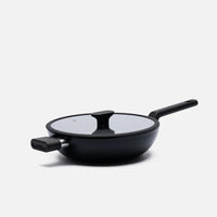 Wok serpenyő Meda 5.0 Economy, ø 28 cm - Tapadásmentes kerámia bevonatú serpenyő fedővel, fekete