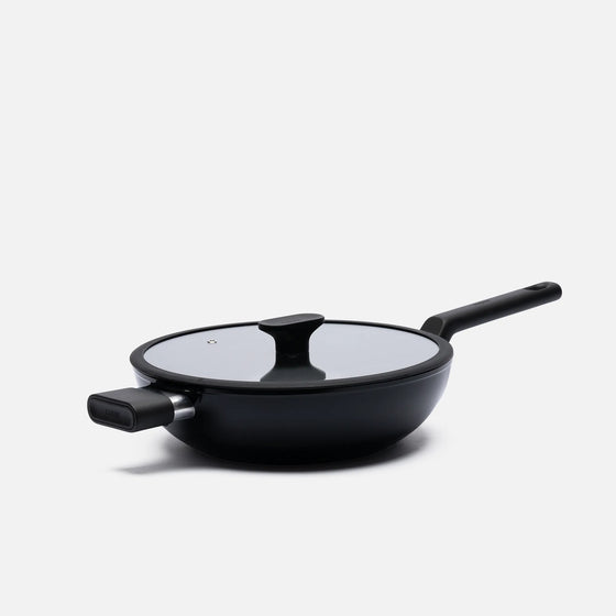 Wok serpenyő Meda 5.0 Economy, ø 28 cm - Tapadásmentes kerámia bevonatú serpenyő fedővel, fekete