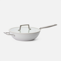 Wok serpenyő Meda 5.0 Pro, ø 28 cm - Tapadásmentes serpenyő kerámia bevonattal fedővel, világosszürke