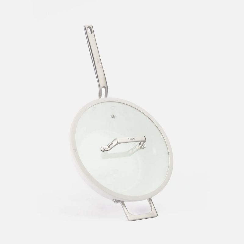 Wok serpenyő Meda 5.0 Pro, ø 28 cm - Tapadásmentes serpenyő kerámia bevonattal fedővel, világosszürke
