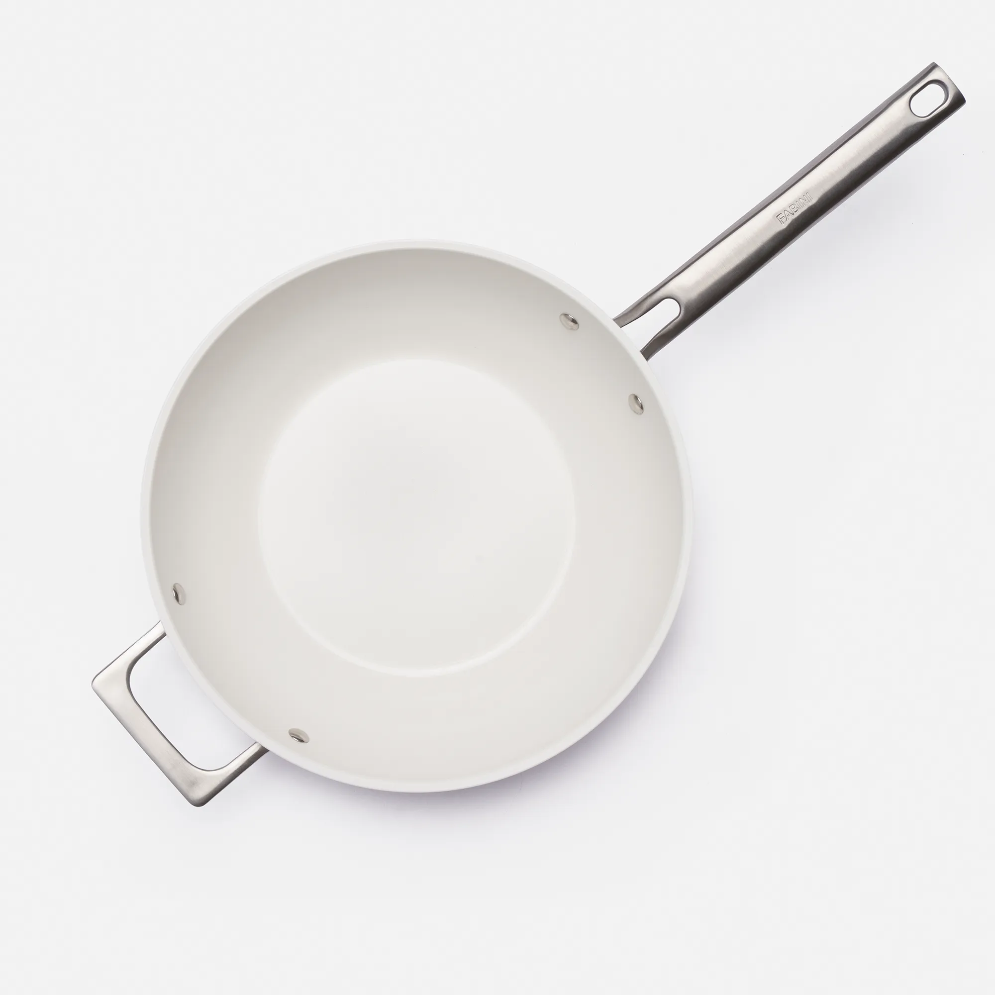 Wok serpenyő Meda 5.0 Pro, ø 28 cm - Tapadásmentes serpenyő kerámia bevonattal fedővel, világosszürke