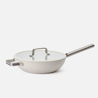 Wok serpenyő Meda 5.0 Standard, ø 28 cm - Tapadásmentes kerámia bevonatú serpenyő fedővel, krémszínű