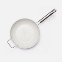 Wok serpenyő Meda 5.0 Standard, ø 28 cm - Tapadásmentes kerámia bevonatú serpenyő fedővel, krémszínű