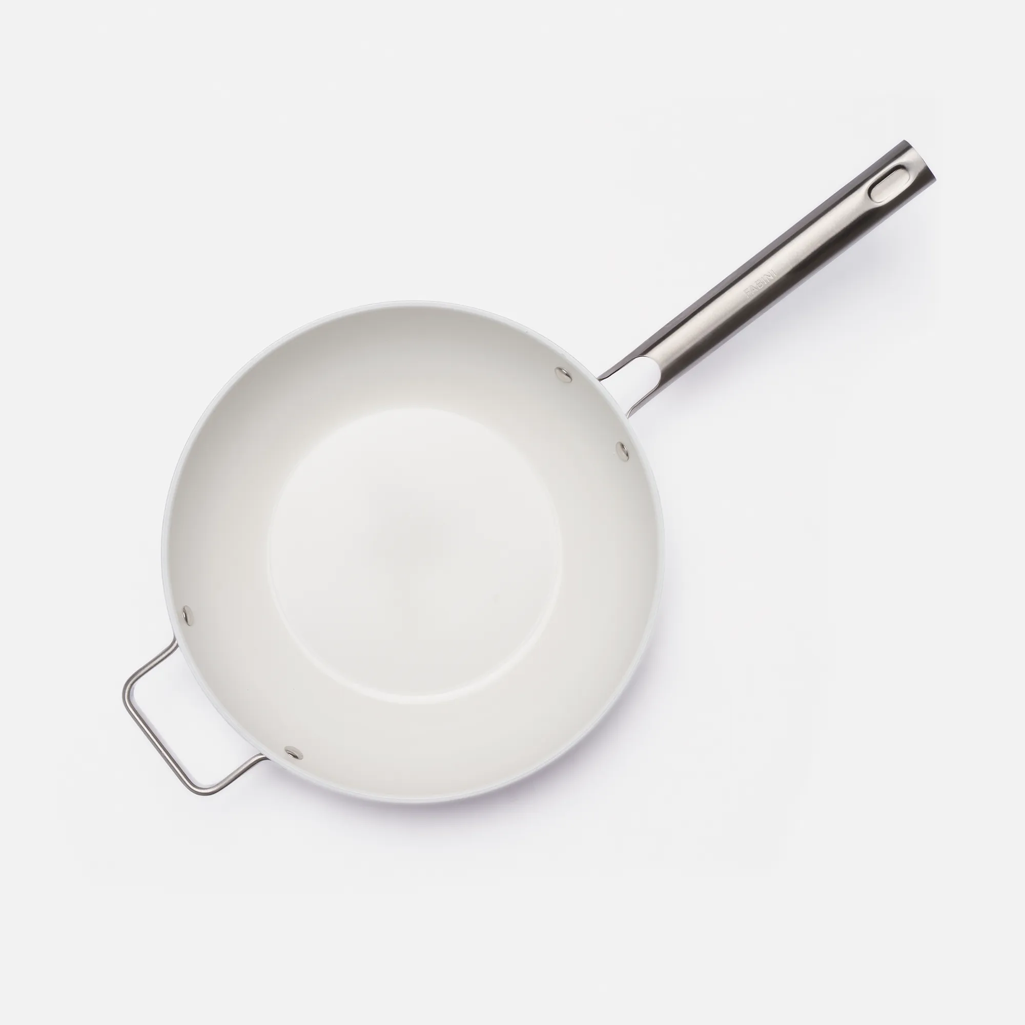 Wok serpenyő Meda 5.0 Standard, ø 28 cm - Tapadásmentes kerámia bevonatú serpenyő fedővel, krémszínű