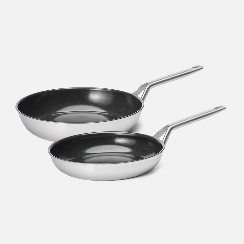 Serpenyő készlet FABINI & Pohlreich 2.0, ø 26 cm + ø 30 cm, 2 db - Szegecs nélküli, többrétegű rozsdamentes acél serpenyők tapadásmentes kerámia bevonattal