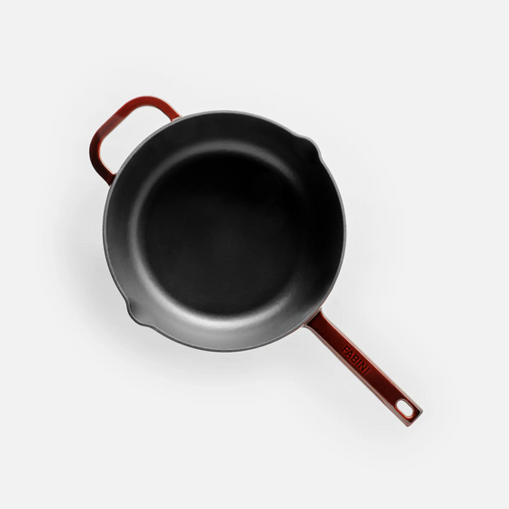 Mély serpenyő FABINI & Pohlreich, ø 26 cm - Zománcozott öntöttvas serpenyő, bordó