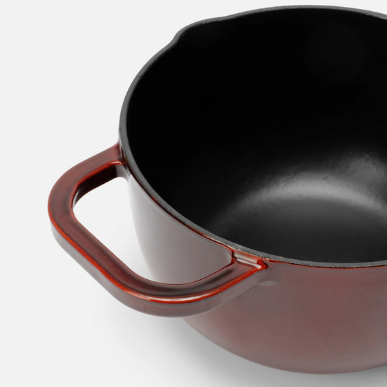 Nyeles lábas FABINI & Pohlreich, ø 20 cm (2,5 l) - Zománcozott öntöttvas nyeles lábas fedővel, bordó