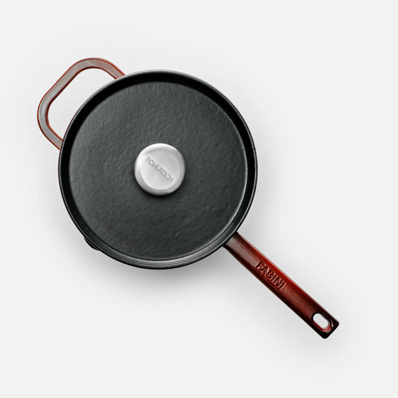 Nyeles lábas FABINI & Pohlreich, ø 20 cm (2,5 l) - Zománcozott öntöttvas nyeles lábas fedővel, bordó