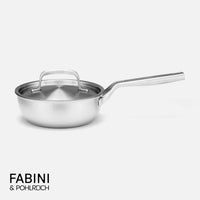 Nyeles lábas FABINI & Pohlreich, ø 20 cm (1,5 l) - Szegecs nélküli, kúp alakú nyeles lábas ötrétegű rozsdamentes acélból, fedővel