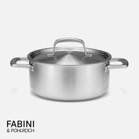 Lábas FABINI & Pohlreich, ø 24 cm (4 l) - Szegecs nélküli, alacsony falú lábas ötrétegű rozsdamentes acélból, fedővel