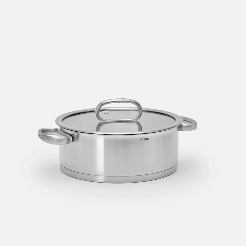 Lábas FABINI & Punčochář, ø 24 cm (3,5 l) - Szegecs nélküli lábas egyrétegű rozsdamentes acélból, üvegfedővel