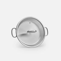Kúpos tálaló tegame serpenyő FABINI & Punčochář, ø 30 cm (3,5 l) - Szegecs nélküli serpenyő egyrétegű rozsdamentes acélból, üvegfedővel
