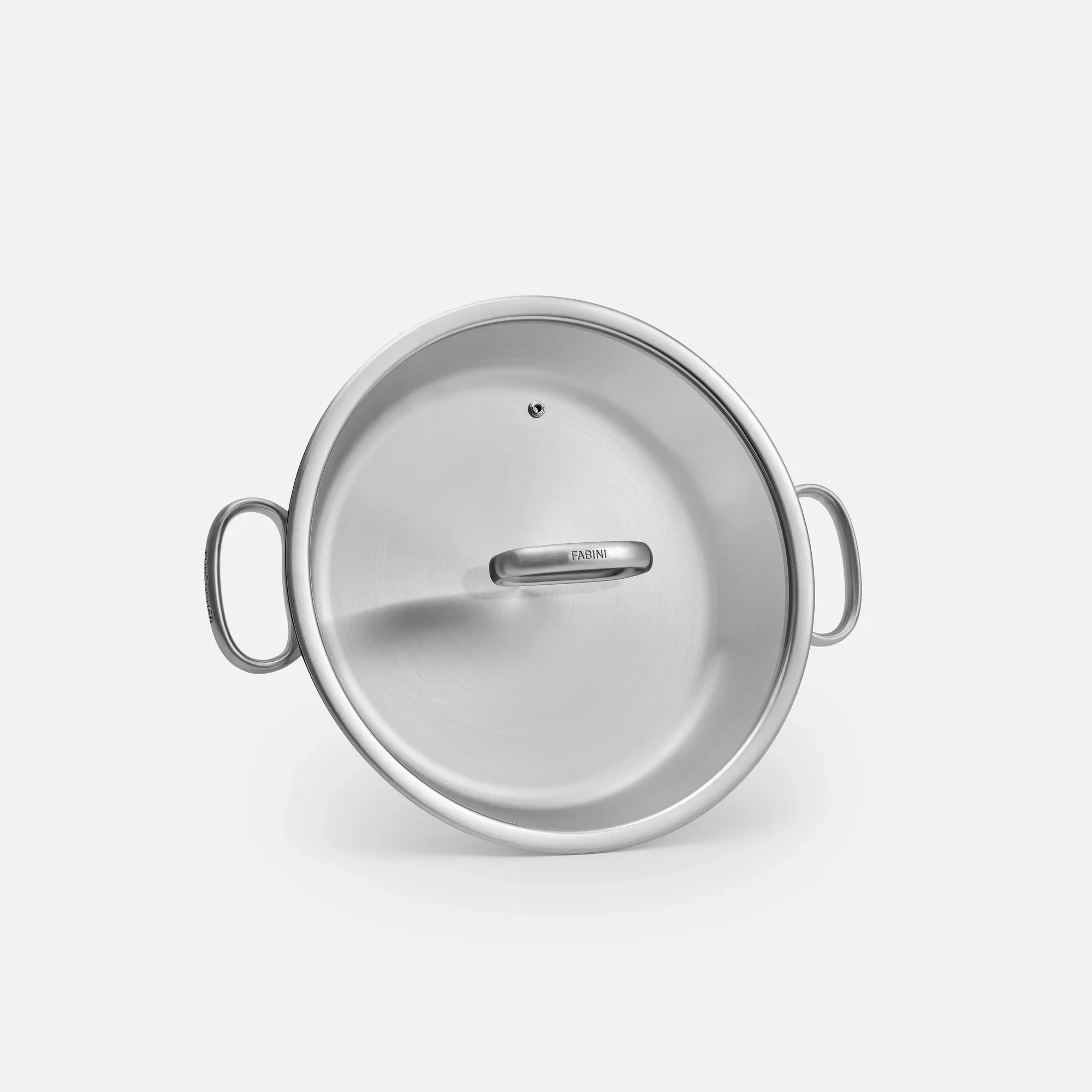 Kúpos tálaló tegame serpenyő FABINI & Punčochář, ø 30 cm (3,5 l) - Szegecs nélküli serpenyő egyrétegű rozsdamentes acélból, üvegfedővel