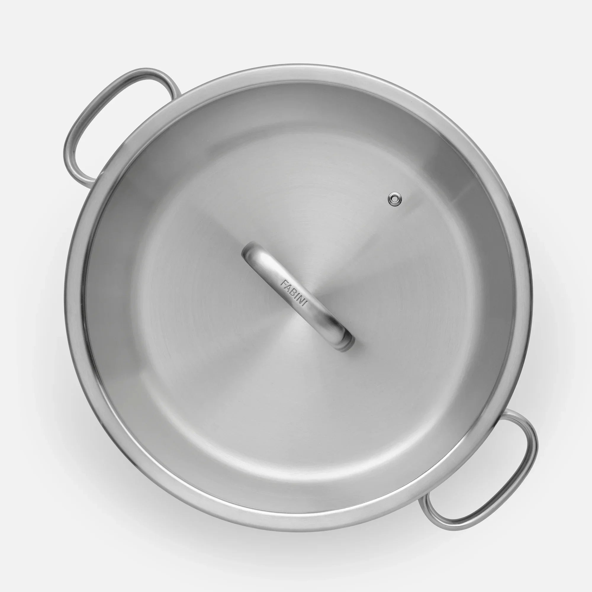 Kúpos tálaló tegame serpenyő FABINI & Punčochář, ø 30 cm (3,5 l) - Szegecs nélküli serpenyő egyrétegű rozsdamentes acélból, üvegfedővel