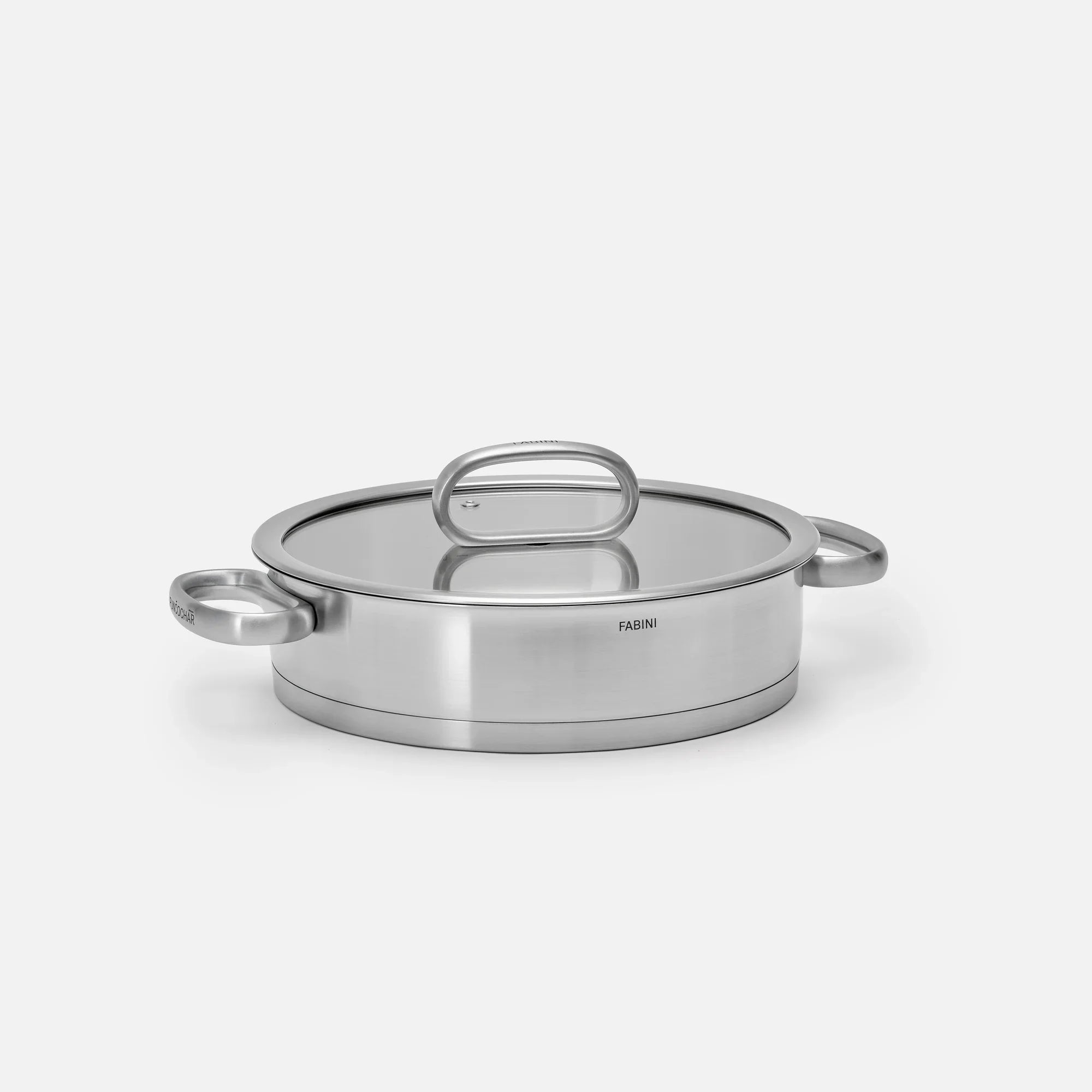 Tálaló tegame serpenyő FABINI & Punčochář, ø 24 cm (2 l) - Szegecs nélküli serpenyő egyrétegű rozsdamentes acélból, üvegfedővel