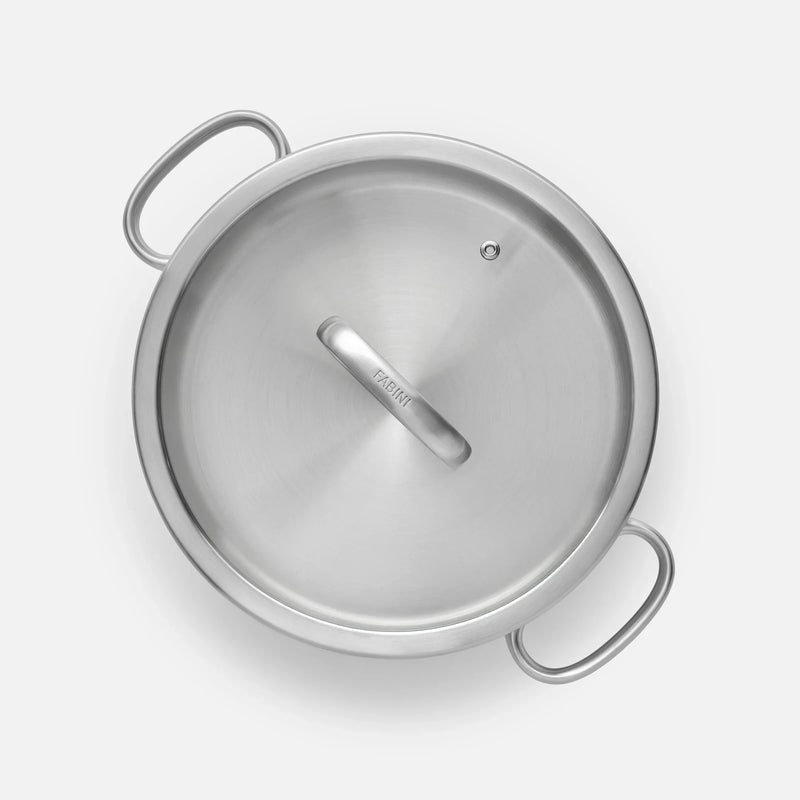 Tálaló tegame serpenyő FABINI & Punčochář, ø 24 cm (2 l) - Szegecs nélküli serpenyő egyrétegű rozsdamentes acélból, üvegfedővel