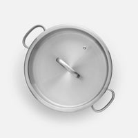 Tálaló tegame serpenyő FABINI & Punčochář, ø 28 cm (3,5 l) - Szegecs nélküli serpenyő egyrétegű rozsdamentes acélból, üvegfedővel