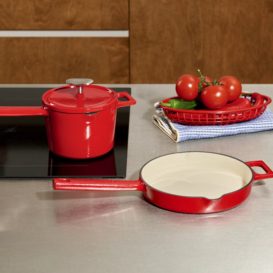 Serpenyő Mattia 3.0, ø 20 cm - Zománcozott öntöttvas serpenyő, fényes piros