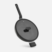 Wok serpenyő Meda 5.0 Economy, ø 28 cm - Tapadásmentes kerámia bevonatú serpenyő fedővel, fekete