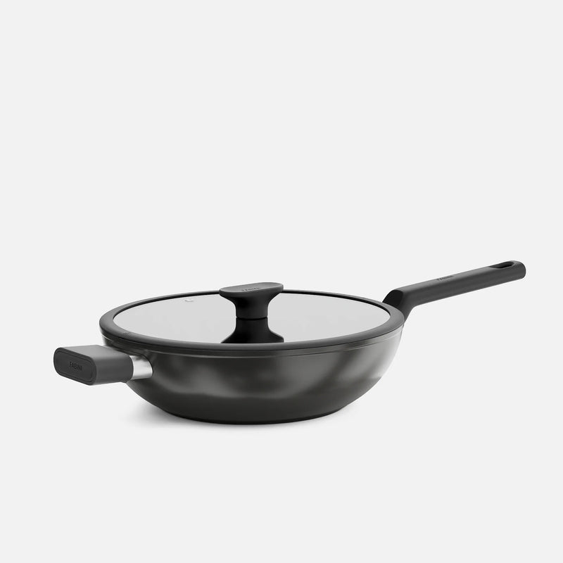Wok serpenyő Meda 5.0 Economy, ø 28 cm - Tapadásmentes kerámia bevonatú serpenyő fedővel, fekete