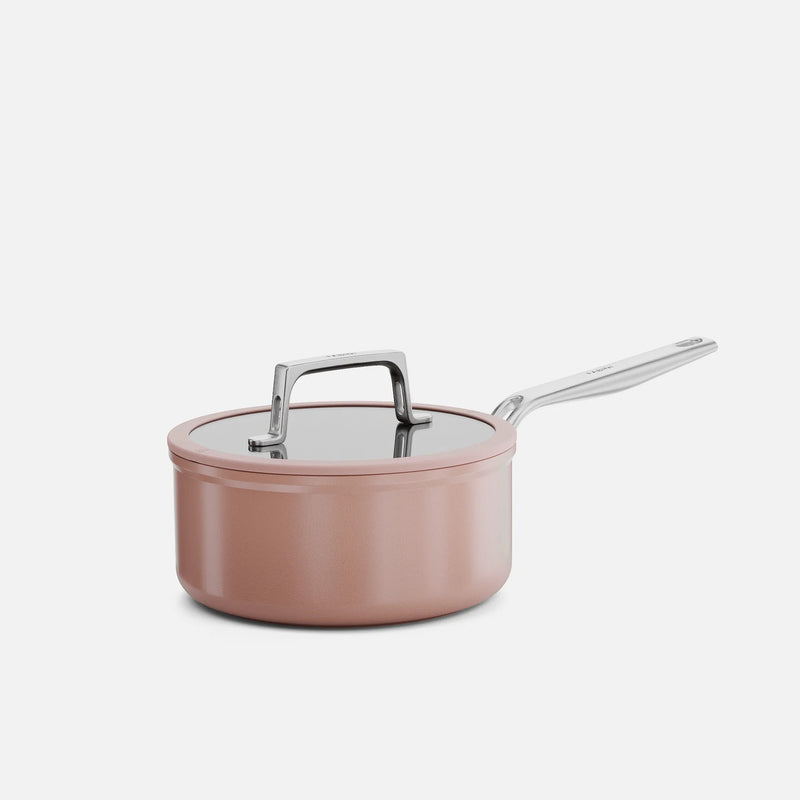 Nyeles lábas Meda 5.0 Pro, ø 20 cm (2,4 l) - Tapadásmentes nyeles lábas kerámia bevonattal fedővel, barackrózsaszín