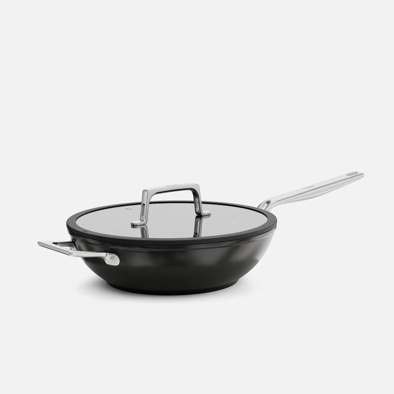 Wok serpenyő Meda 5.0 Pro, ø 28 cm - Tapadásmentes serpenyő kerámia bevonattal fedővel, fekete