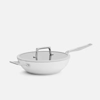 Wok serpenyő Meda 5.0 Pro, ø 28 cm - Tapadásmentes serpenyő kerámia bevonattal fedővel, világosszürke