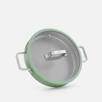 Fedő Meda 5.0 Standard, ø 28 cm - Üvegfedő szilikon peremmel, zsályazöld