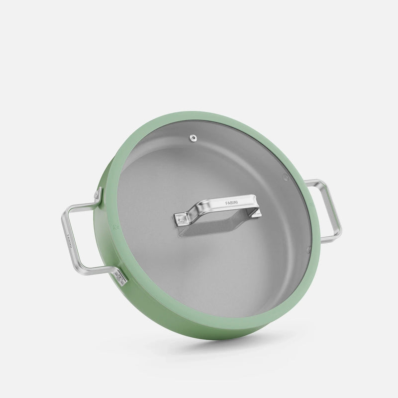 Fedő Meda 5.0 Standard, ø 28 cm - Üvegfedő szilikon peremmel, zsályazöld